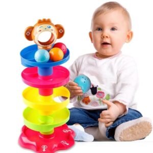 Ramp Roll, Ball Drop and Roll Swirling Tower for Toddler