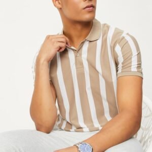 Men Striped Slim Fit Polo T-shirt