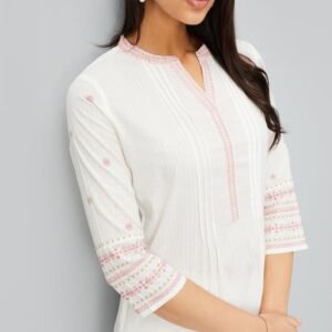 Embroidered Kurta with Pocket Detail for Women