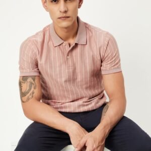 Men Slim Fit Striped Polo T-shirt