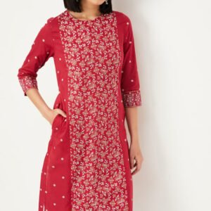 Ladies Floral Patterned Straight Line Kurta