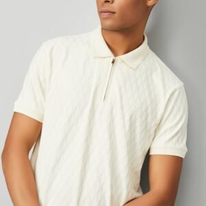 Men’s Knitted Polo T-shirt with Zip Closure