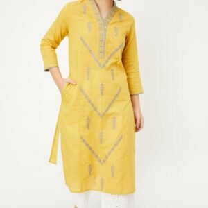Women's Straight Fit Kurta with Embroidery