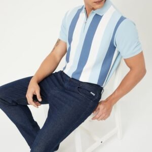 Men’s Polo T-shirt with Striped Design