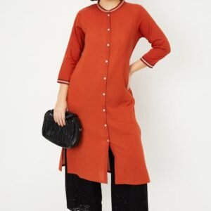 Elegant Straight Silhouette Kurta with Pleats for Women