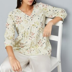 Elegant A-line Kurti Featuring Floral Prints – For Women