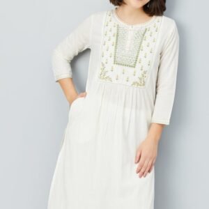Elegant Yoke Embroidered Straight Kurta – For Women
