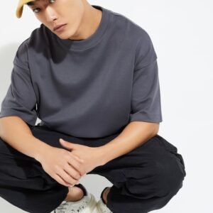 Minimal Solid Boxy Tee for Men by URB_N