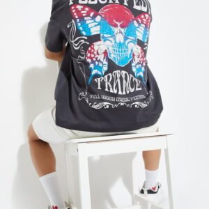 URB_N Men Full Moon Festival Printed Oversized T-shirt