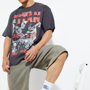 URB_N Men Attack on Titan Printed Oversized T-shirt