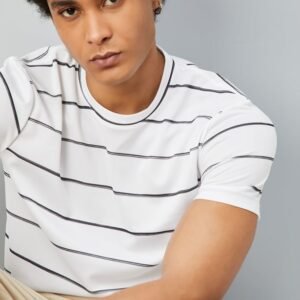 Men Slim Fit Striped Athleisure T-shirt