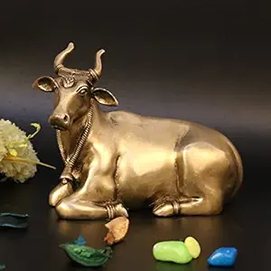 ARTVARKO Brass Sitting Nandi Cow Statue Shiva Bull