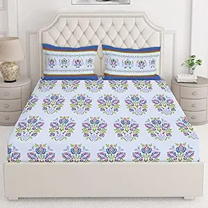100% Cotton Bedsheet for Double Bed with Pillow Cover