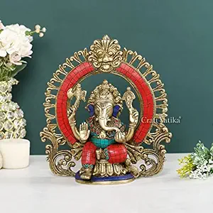 Collectible India Brass Lord Ganesh Idol, 9 Inches