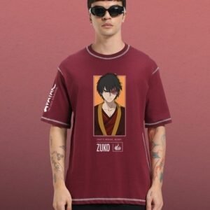 Men’s Oversized Maroon T-shirt with Bold Print