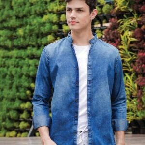 Stone Blue Washed Denim Shirt for Men