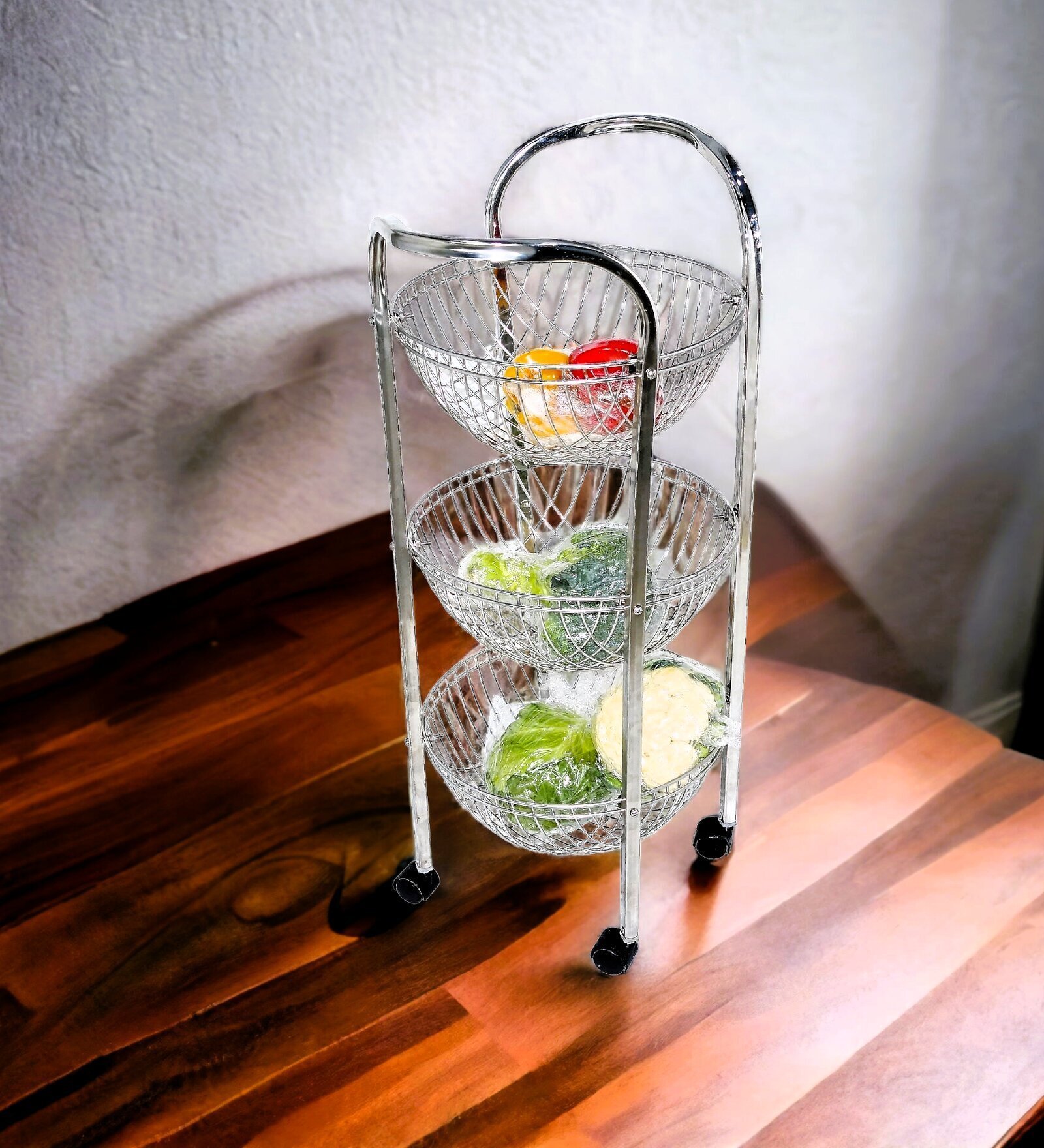 Amol Stainless Steel 3 Basket U shaped Kitchen Trolley,