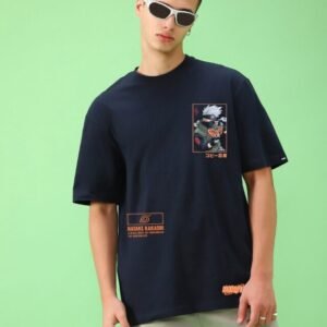 Men’s Oversized Blue Graphic Print T-shirt