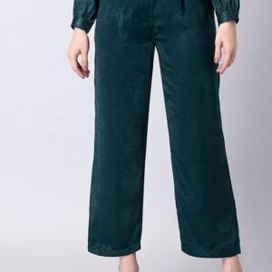 Straight-Leg Satin Trousers in Bottle Green