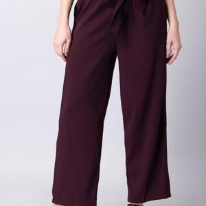 Wine Paperbag Waist Trousers with Belt