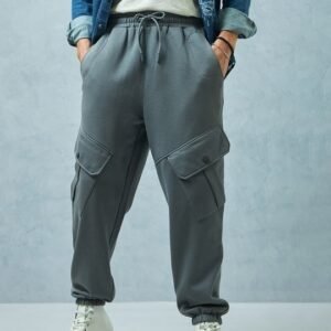 Men’s Grey Extra Loose Cargo Jogger Pants
