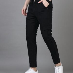 Men’s Slim Fit Cargo Jeans in Jet Black