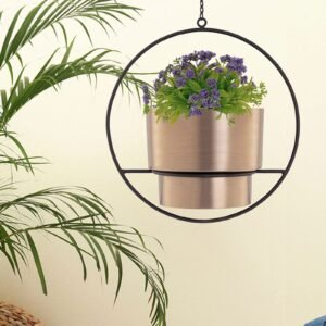 Gold Metal Hanging Planter Set of 1,