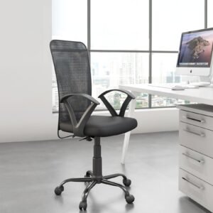 Hanoi Mid Back Fabric Office Chair in Black Color,