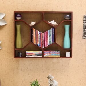 Carved Provincial Teak Finish Sheesham Wood Wallshelves,