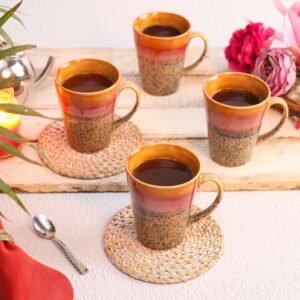 Dual Tone 200ml Brown & Orange Ceramic (Set of 4)