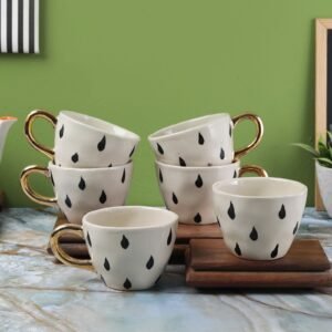 Bohemic White and Black Ceramic 250 ML (Set of 6)