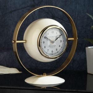 Halo Ivory & Gold Aluminium Table Clock,