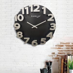 Black Plastic Analog Designer Wall Clock,