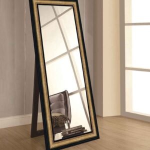 Brown Synthetic Wood Lineart Floor Mirror