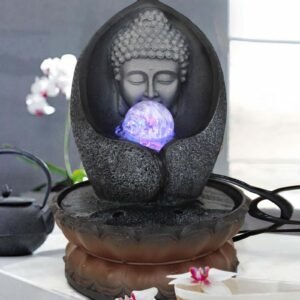 Black Polyresin Buddha Statue Indoor Water Fountain