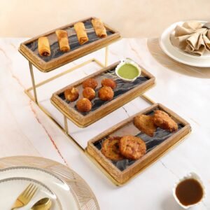 Mango wood & Aluminium 17 Inch Appetizer Platters
