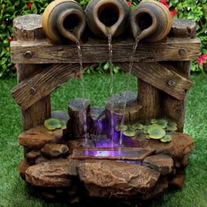 3 Pots Grey Sand Stone Indoor Water Fountain