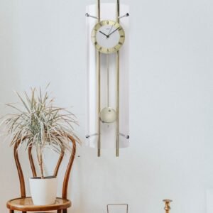 Damsel Silver Glass Pendulum Wall Clock