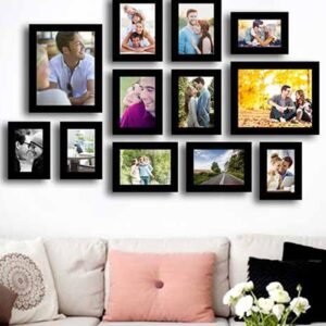 Set of 12 Black Wood Collage Photo Frames