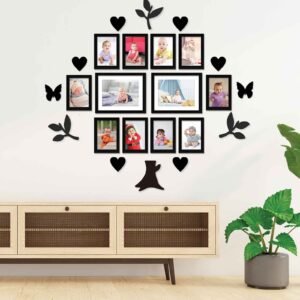 Black Synthetic Wood Set Of 12 Collage Photo Frames