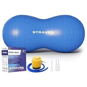 STRAUSS Anti-Burst Exercise Ball for Men & Women – Includes Foot Pump