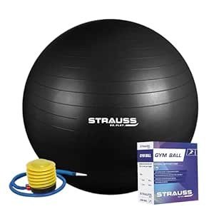 STRAUSS Rubber Gym Ball – Anti-Burst with Free Foot Pump