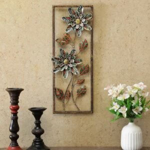 Iron Framed Leaf Wall Art In Multicolour