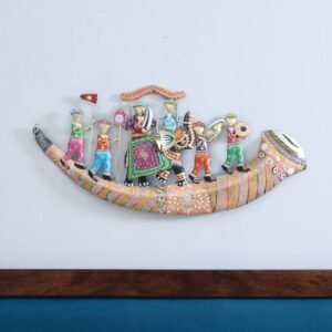 Decorative Elephant Shenai Multicolour Iron Wall Art