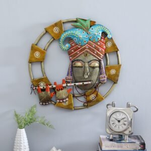 Decorative Krishna Multicolour Iron Wall Art