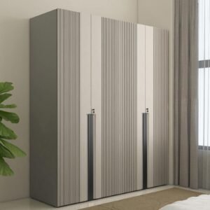 4 Door Wardrobe in Cashmere Finish with Stripes