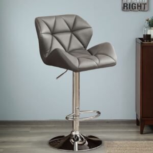 Ormond Leatherette Bar Stool In Grey Colour With Swivel