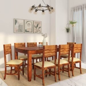 Rezzan Sheesham Wood 8 Seater Dining Set In Scratch Resistant