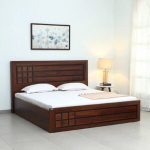 Kosmo Boston King Size Bed in Sheesham Finish with Hydraulic Storage