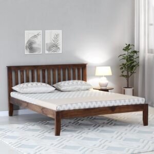 Eva Sheesham Wood Queen Size Bed In Provincial Teak Finish
